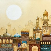 Javed Qamar, 15 x 15 inch, Acrylic on Canvas, Calligraphy Painting, AC-JQ-203